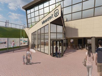 Buesum-Eingang-Meerzeit-Buesum-Janssen_Baer_partnerschaft_mbB Die Visualisierung zeigt den Eingang der Meerzeit Büsum Wellenbad und Spa.