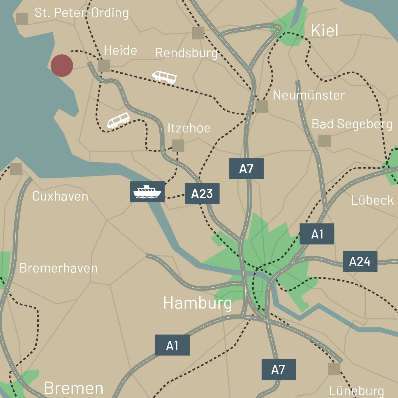 Anreisekarte nach Büsum