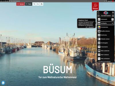 Screenshot-Buesum.de-Eye-Able.jpg Um die Barrierefreiheit auf der Büsumer Internetpräsenz zu verbessern, wurde die Assistenzsoftware Eye-Able auf www.buesum.de integriert.